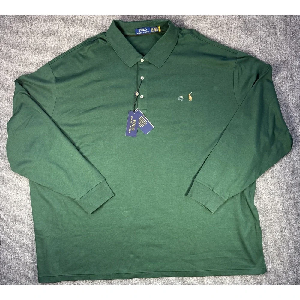 Polo Ralph Lauren Shirt Mens 5XB Green Long Sleeve Flesh Pony Logo Commute New